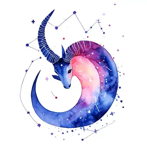 Capricorn constellation intertwined tattoo design idea