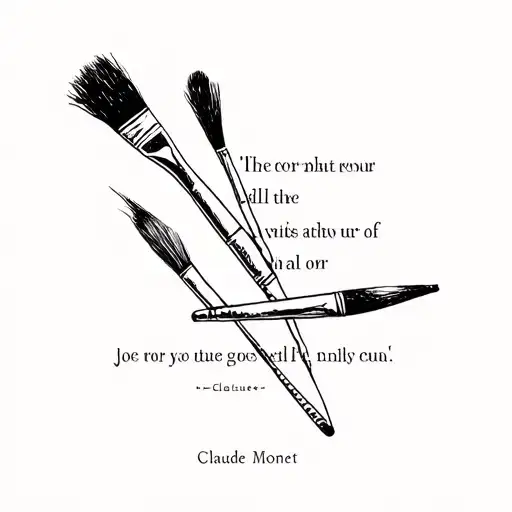 paintbrushes with claude monet quote tattoo design idea