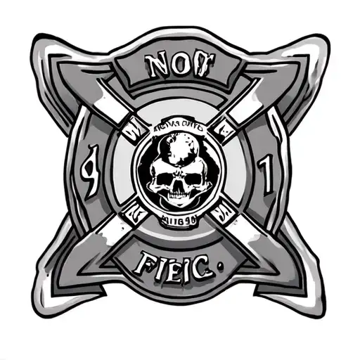 American traditional firefighter Maltese cross tattoo design idea