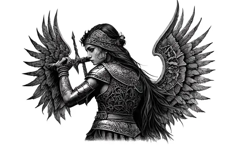 germanic female warrior tattoo design idea
