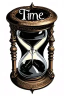 "Time waits for no one" ouroborus hourglass tattoo gothic  tattoo design idea