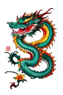 First name Samuel Nathan Lina Japanese style around a dragon tattoo design idea