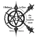 Sentence I believe in God symbol in alchemy tattoo design idea