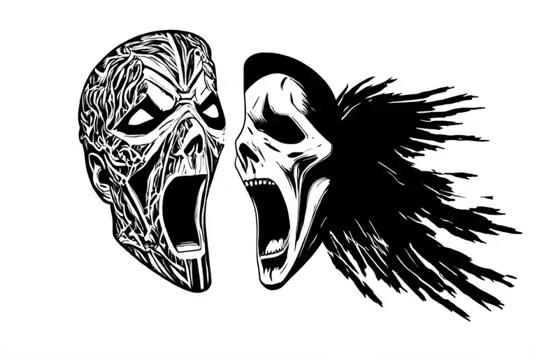 take the mask from the movie Scream and slip it in two halves. in the of that should the Silversurfer come out gliding  tattoo design idea