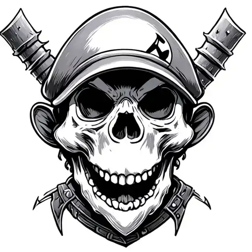 skull wearing mario dark souls tattoo design idea