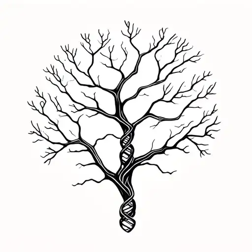 Tree dna strand intertwined tattoo design idea