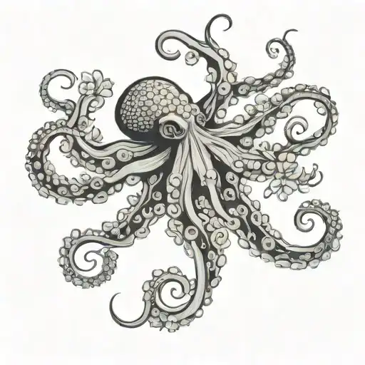 octopus made of flowers black grey tattoo tattoo design idea