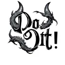 devil horns text 'Do It' devil's tails tattoo design idea