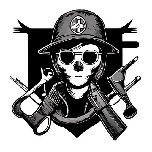 sniper and nursing tools tattoo design idea