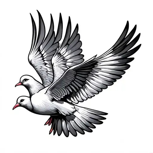 2 doves flying minimal line art tattoo design idea