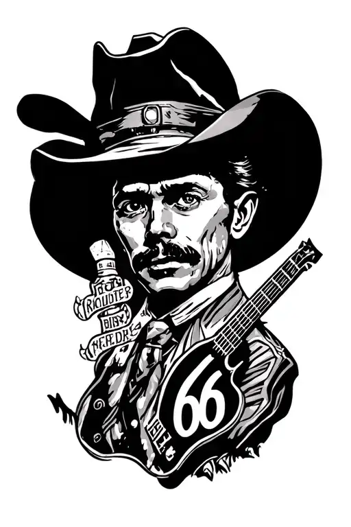  tatto for new mexico, put billy the kid, some aliens, vanqedos, route 66, the zia sign and at the top and  tattoo design idea