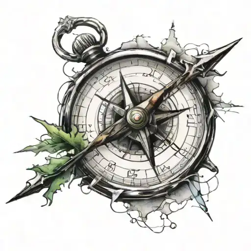 A Compass with Broken Needles tattoo design idea
