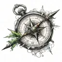 A Compass with Broken Needles tattoo design idea
