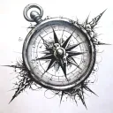 A Compass with Broken Needles tattoo design idea