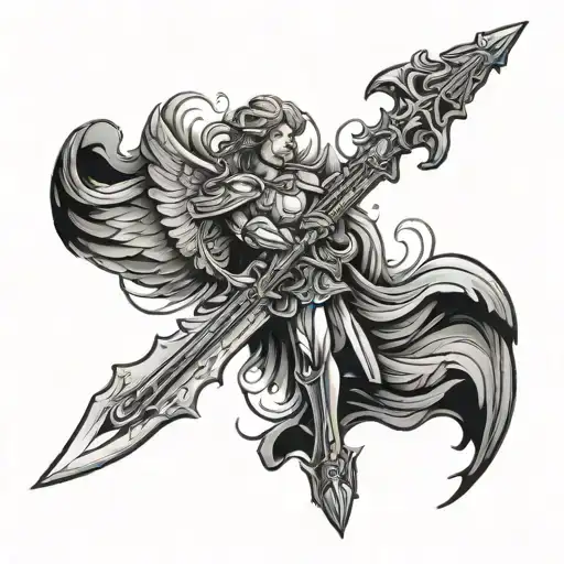 Archangel Michaels sword no wings tattoo design idea