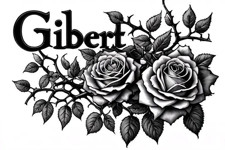 "Gilbert 9.23.13" rose bush with thorns tattoo design idea