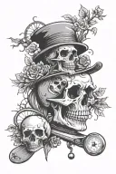 skull, kiss of death, compass, tree of life, skateboard, smiley, puzzle piece, 13, 8ball, lady, joker tattoo design idea