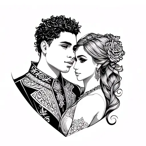 Draw me a tattoo with 2 first names. Raheem and Aaliyah representing nobility and compassion tattoo design idea