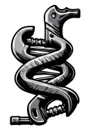 lineman's wrench with DNA as the handle tattoo design idea