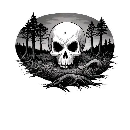 spooky forest tattoo design idea