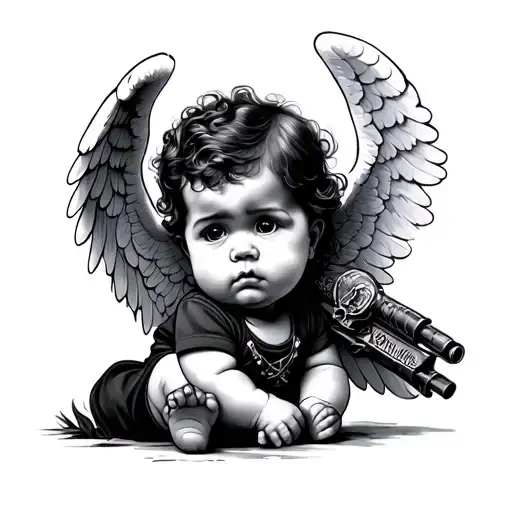 Gangster Baby Angel tattoo design idea