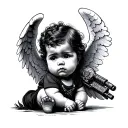 Gangster Baby Angel tattoo design idea