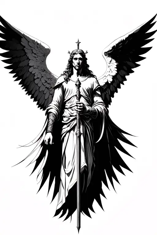 archangel Gabriel warrior tattoo design idea