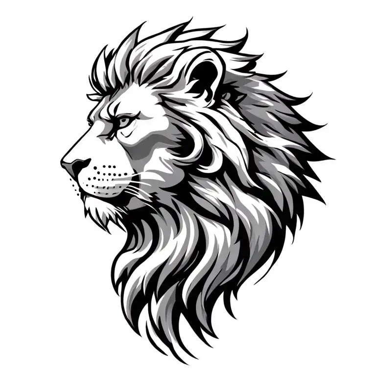 Hercules wearing lions head profile  tattoo design idea