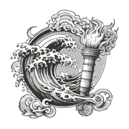 Torch, shining light, the bright one, Brilliant, son of the wave tattoo design idea