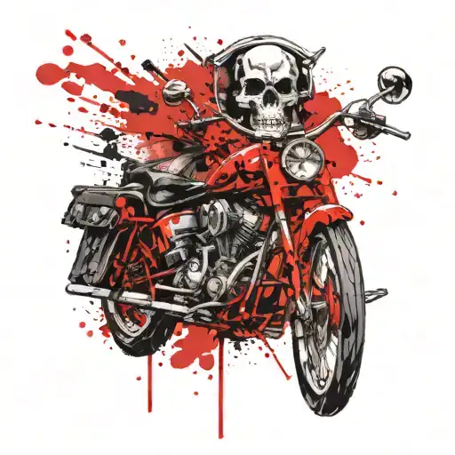 chopper and skull wearing tattoo design idea