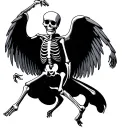 dancing skeleton with wings  tattoo design idea