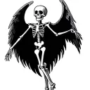 dancing skeleton with wings  tattoo design idea