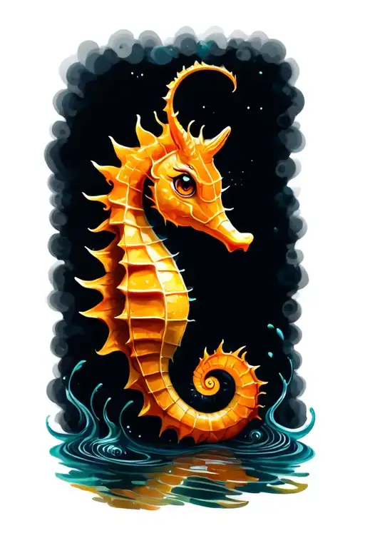 seahorse cartoon character tattoo design idea