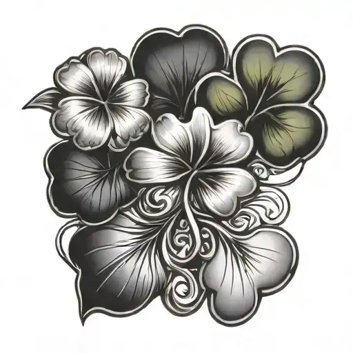 5 leaf clover intertwined tattoo design idea