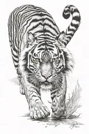 Tiger walking tattoo design idea