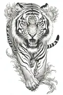 Tiger walking tattoo design idea