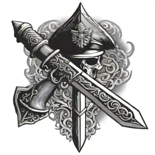 marines commando dagger combined tattoo design idea