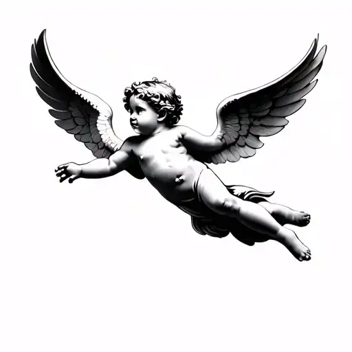 Flying Cherub tattoo design idea