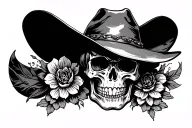 cowboy half skull  tattoo design idea