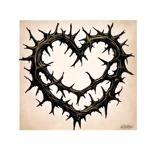 vines with thorns in the shape of a heart tattoo design idea