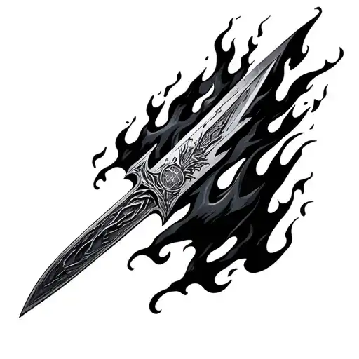 Dark Souls 3 Onyx Blade engulfed in Black Flames Around It tattoo design idea