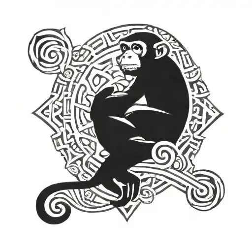 simple monkey tattoo design idea