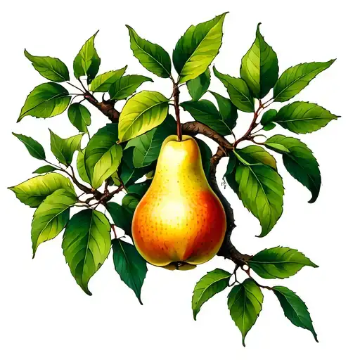 pear tree growing tattoo design idea