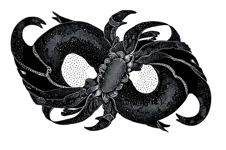 Scorpio and Pisces symbol intertwined tattoo design idea