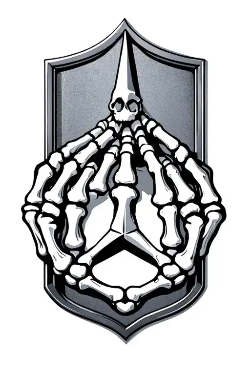 Mercedes-Benz logo with skeleton fingers tattoo design idea