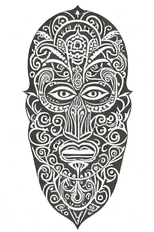 Maori style representing family, personal accomplishment, success, perseverance, without a visible face on the tattoo tattoo design idea