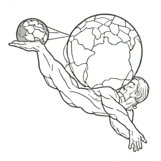 The titan atlas holding up the earth in a simple design  tattoo design idea