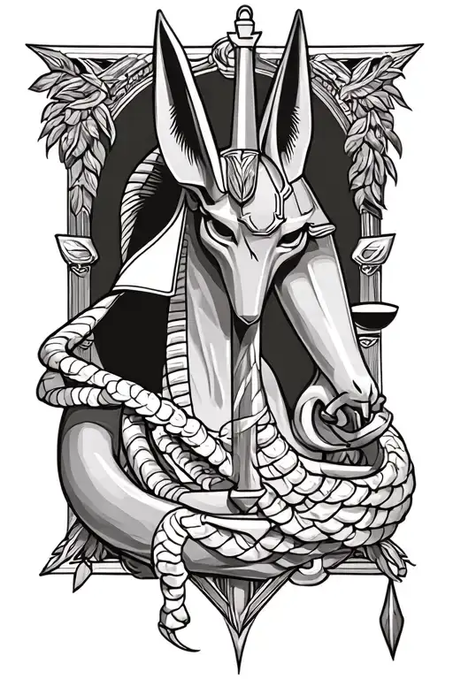 anubis tattoo with libra scales and sign incorporated tattoo design idea
