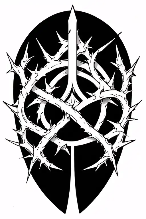 8 pointed tribal tattoo spearheaded tips wrapped in thorns tattoo design idea