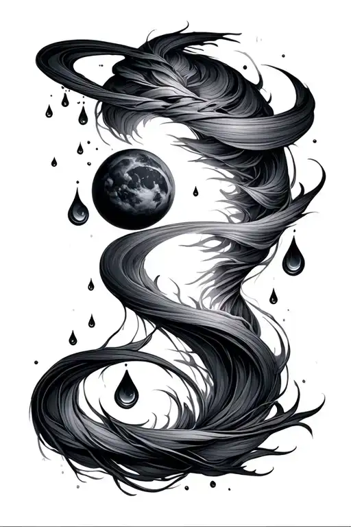 line work with drops of jupiter tattoo design idea